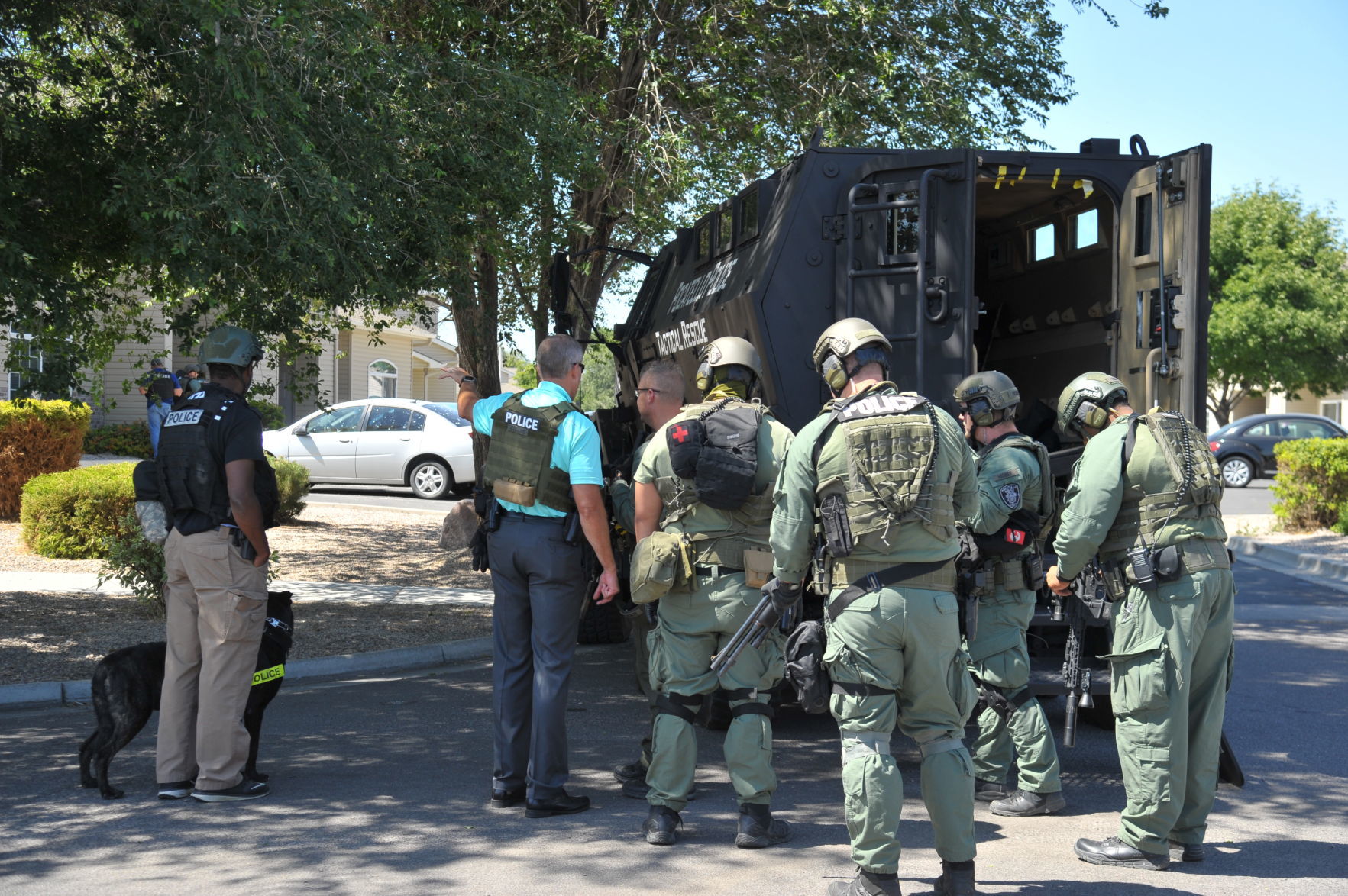 SWAT and armored car arrive
